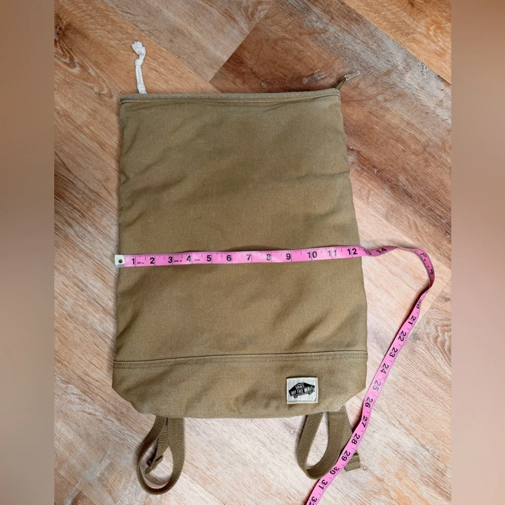 Vans Off The Wall - Brown Canvas Backpack, Zip top, Foldover Bag - Picture 5 of 9